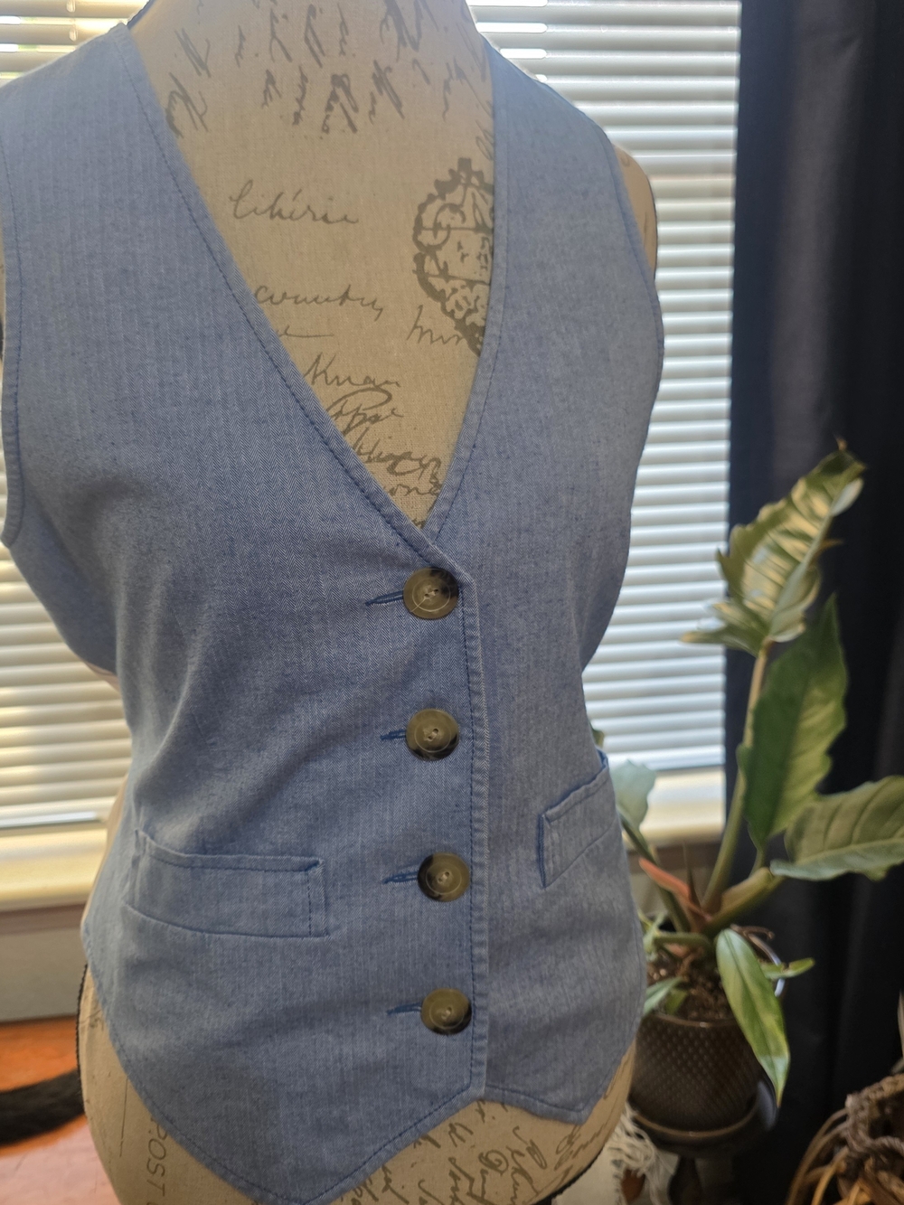Marc Jacobs Light Blue Denim Look Button Vest